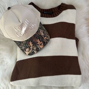 Brandy Melville Brianna Cotton Thick Striped Sweater One Size